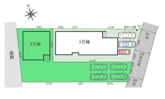 【区画図】 | グラファーレ高崎市倉賀野町14期ー② | ZEH水準住宅です！
倉賀野駅まで徒歩6分！
カースペースは4台以上駐車可能！