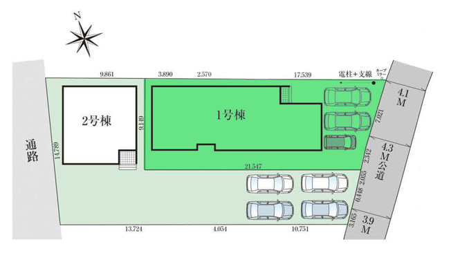 【区画図】 | グラファーレ高崎市倉賀野町14期ー① | ZEH水準住宅です！
倉賀野駅まで徒歩6分！
カースペースは並列3台駐車可能！
