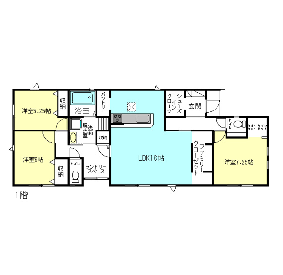 【間取り】 | グラファーレ高崎市倉賀野町14期ー① | 人気の「平屋」住宅登場です！
パントリー＋ランドリースペース完備！