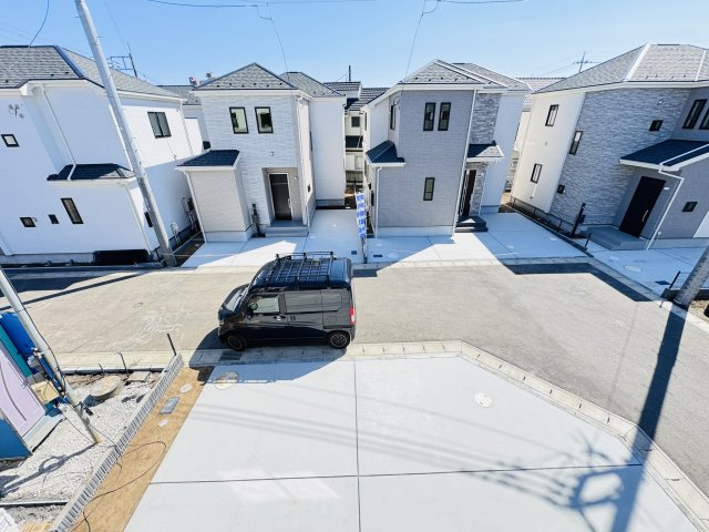 松戸市栗ケ沢新築戸建【栗ケ沢小学校：10分】の展望|バルコニーより道路側眺望・南道路で日当たり良好♪