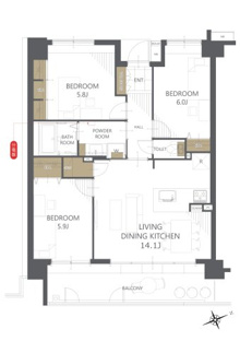 【間取り】サーパス東新町 