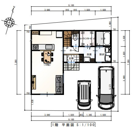 高知市神田　売り土地（建築条件付き）の参考プラン|LDKと水回りを集約した使いやすい間取り