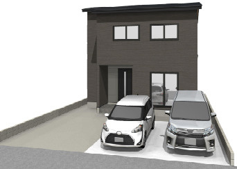 高知市福井町ひだまりタウン福井B号地　建築条件付き売土地の外観パース|南向きの明るい住まい×駐車3台可。子育て世帯に嬉しい“暮らしのしやすさ”が整った一邸。