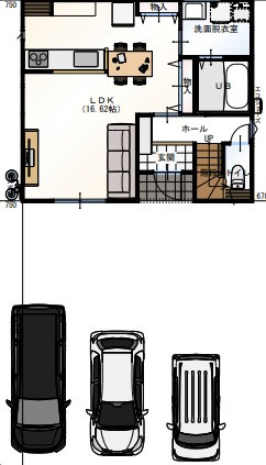 香南市野市町西野　新築戸建　西棟（全2区画）の間取り|■金額3,380万円■土地面積139.69㎡■建物面積87.77㎡■3LDK