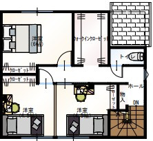 香南市野市町西野　新築戸建　西棟（全2区画）の間取り|ファミリーに人気の“3部屋＋WIC”設計。