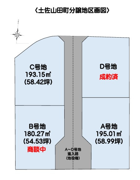 香美市土佐山田町C号地　新築一戸建ての区画図|■建物価格3,470万円■土地面積192.92㎡■建物面積83.84㎡■3LDK