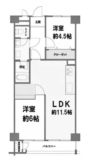 【間取り】 | 西京極ガーデンハイツ | 専有面積55.75㎡