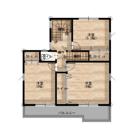 薊野東町の間取り|全室洋室、家族それぞれの個室を確保。全室クローゼット付きで、片付けもスムーズ