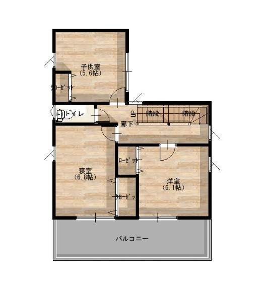 高知市薊野東町4号地　新築一戸建ての間取り|全室クローゼット付きで、すっきり暮らせる間取り。バルコニー付きで、洗濯動線もスムーズ