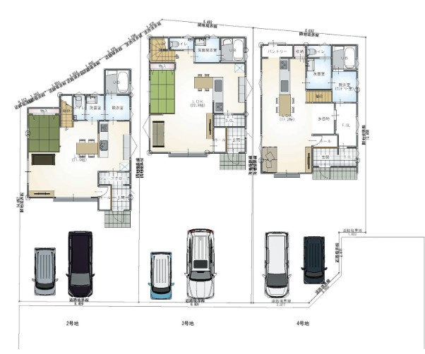 高知市薊野東町4号地　新築一戸建ての区画図|■建物価格4,060万円■土地面積141.85㎡ ■建物面積104.96㎡■3LDK