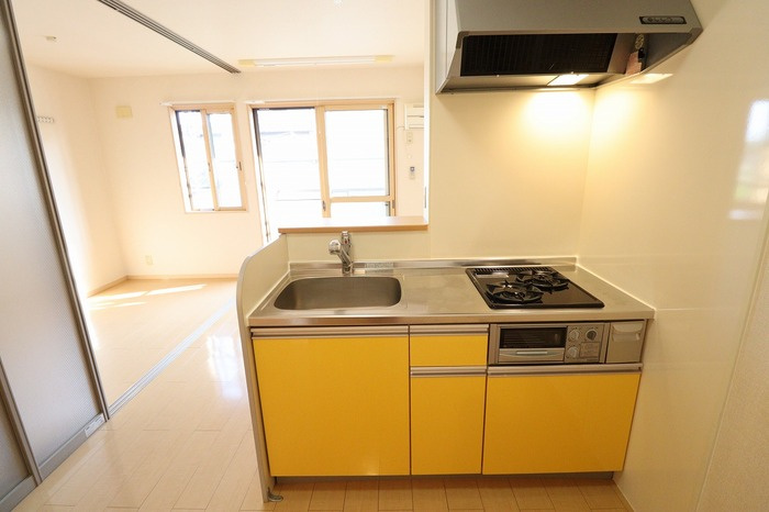 セジュール水彩のキッチン|システムキッチン（２口ガスコンロ付き）