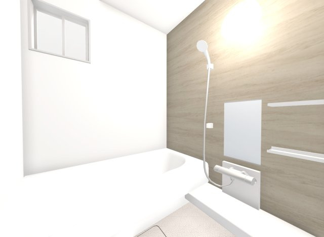 太秦野元町　新築参考プラン　建築条件付土地の完成予想図|【新築参考プラン：浴室パース図】
自由設計のおうちは間取りだけでなく外壁や内装のお色味も変更可能！
お客様のご理想をお聞かせ下さい♪
【建物価格1999万円、建物面積93.97m2】