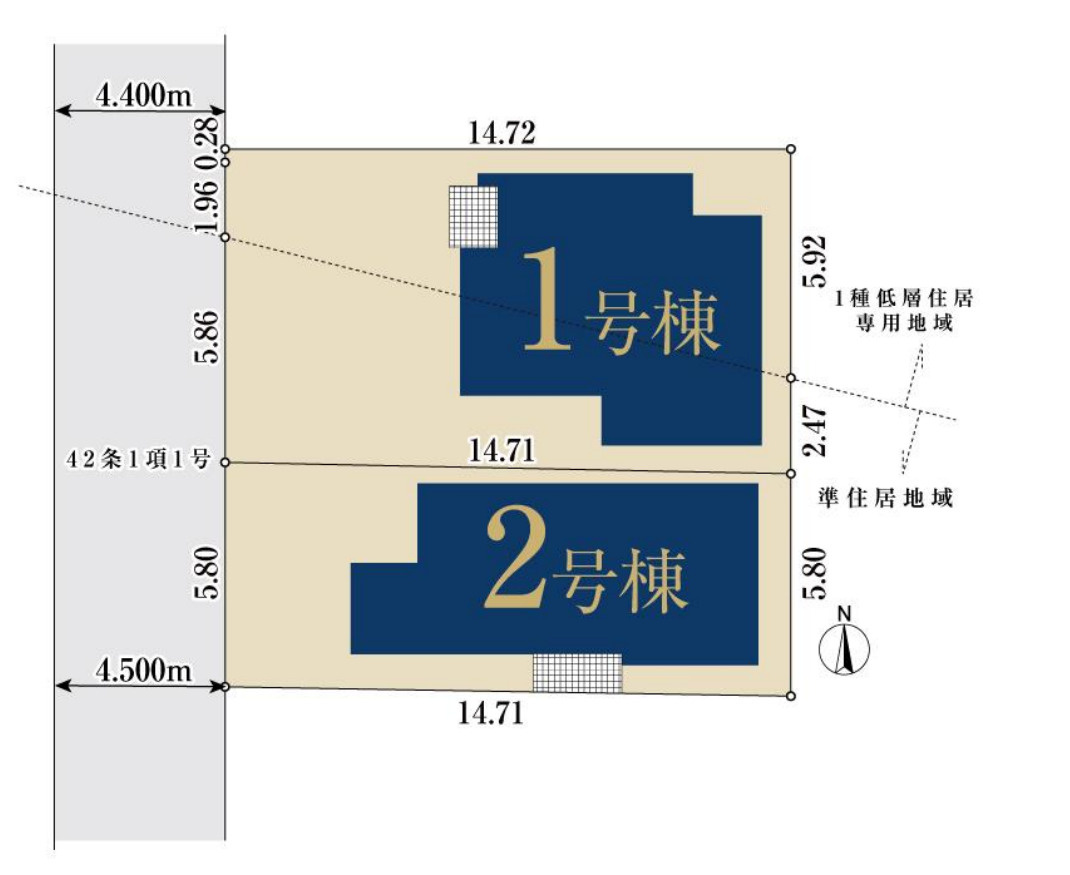 横浜市戸塚区下倉田町 新築戸建て【仲介手数料無料】の区画図