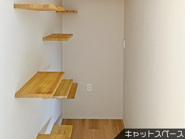 菊池郡菊陽町原水　平屋建の内装|オーナー様こだわりのキャットウォークをつけた猫ちゃん用スペースです。