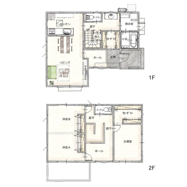 オリーブタウン植木小学校東の間取り|間取り図です。