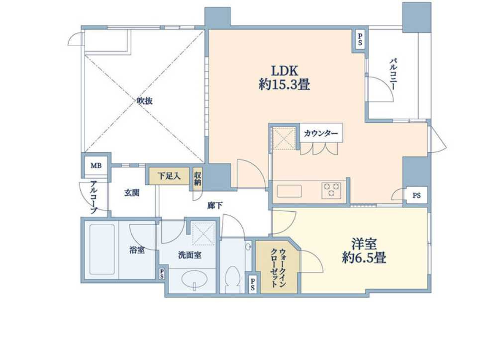 グランスイート二子玉川スタイルフォート　分譲賃貸　ウォークインクローゼット　ネット無料の間取り