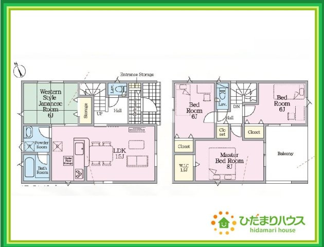 いわき市小名浜南富岡第１　新築戸建　3号棟の間取り|南に面した大きな窓から差し込む光で日中は電気いらず♪