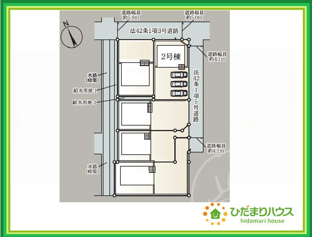 いわき市小名浜南富岡第１　新築戸建　2号棟の区画図|南向きで日当たり良好(^^♪