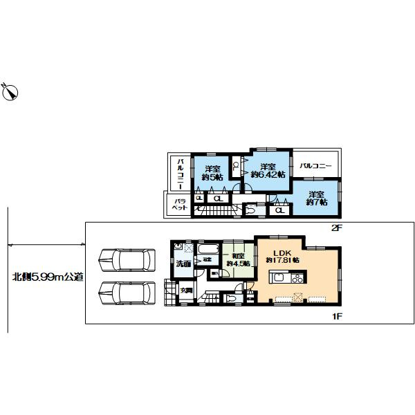 北六甲台4丁目新築（建築中）一戸建 1号地の間取り