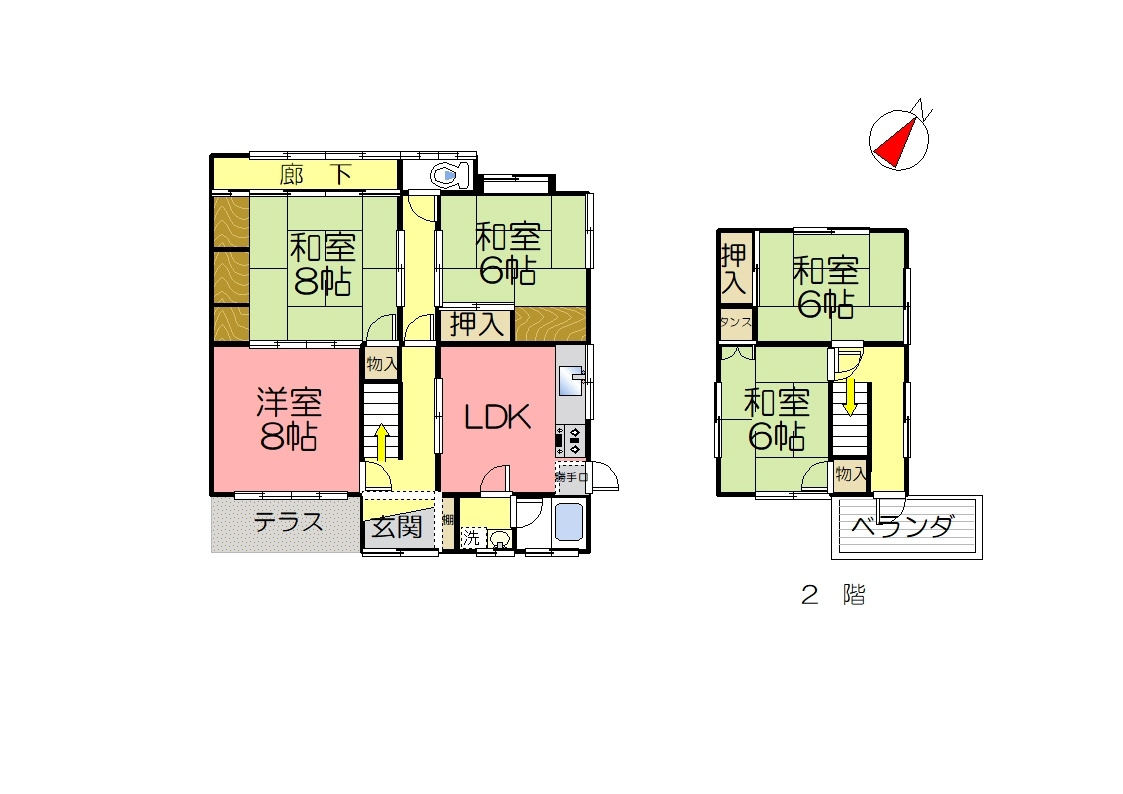 丹波市春日町歌道谷の中古一戸建の間取り