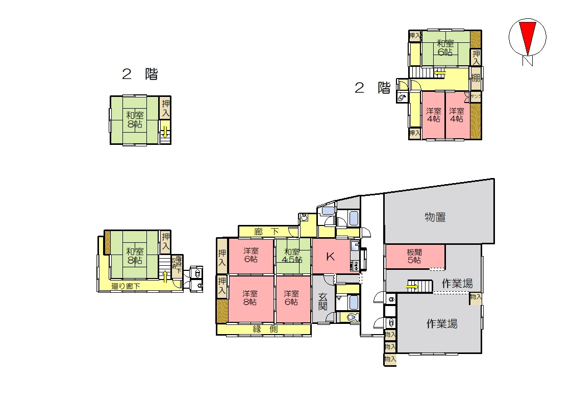 丹波市春日町歌道谷の中古一戸建の間取り