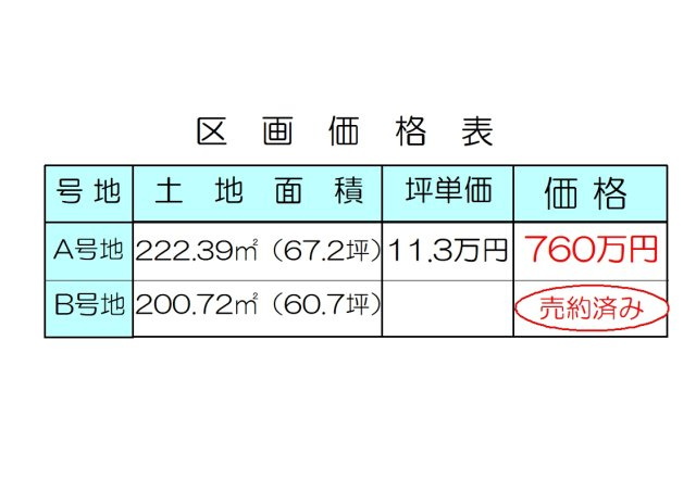 丹波市柏原町柏原の売地の区画図