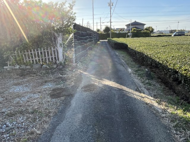 【前面道路含む現地写真】 | 倉庫付き住宅　牧之原市大寄 | 前面道路は市道です