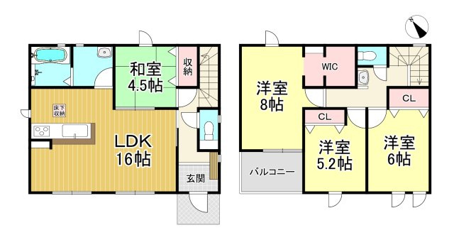 半田市瑞穂町7丁目　全4棟　2号棟の間取り|2号棟　4LDK+WIC♪