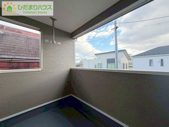 郡山市田村町金屋第5　新築戸建　2号棟のバルコニー|広々としたバルコニー。お洗濯物もぜーんぶ干せちゃいます！！