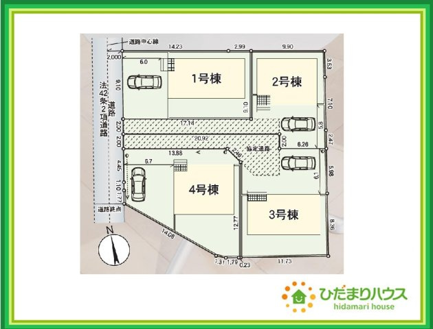 郡山市田村町金屋第5　新築戸建　2号棟の区画図|区画整理させた綺麗な街並み(^^)近隣に大型公園もあり、子育て世代にピッタリの住環境！
