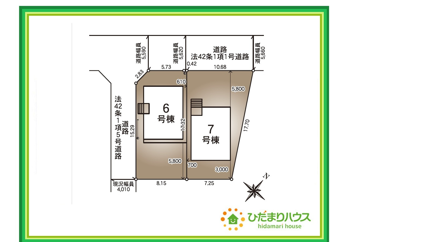 郡山市水門町第1　6号棟の区画図|ゆったりとしたカースペースで、ファミリーカーや軽自動車もラクラク駐車出来ますね♪