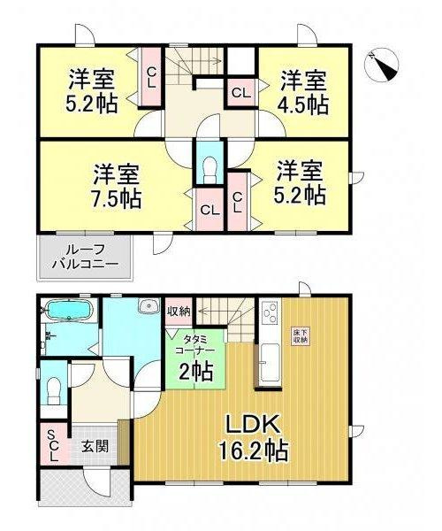 半田市瑞穂町7丁目　全4棟　3号棟の間取り|3号棟　4LDK+タタミコーナー+SIC♪