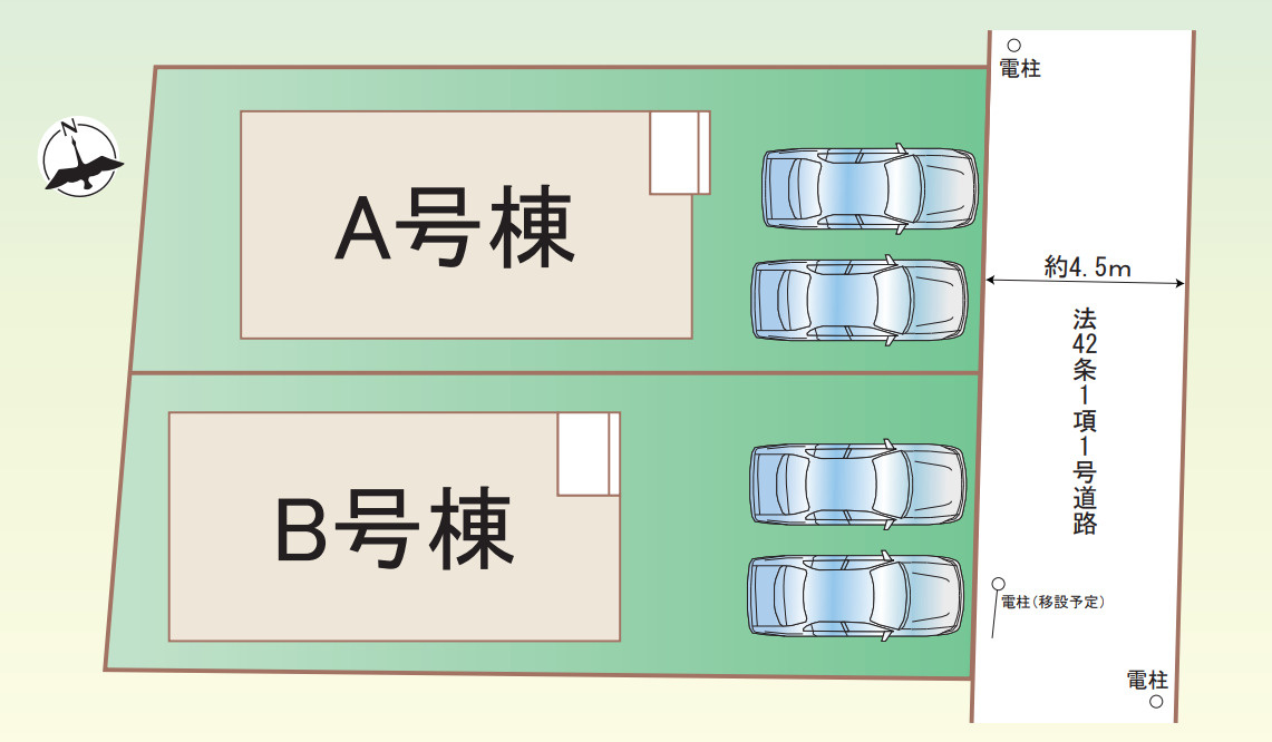 横浜市瀬谷区二ツ橋町 新築戸建て【仲介手数料無料】カースペース2台の区画図