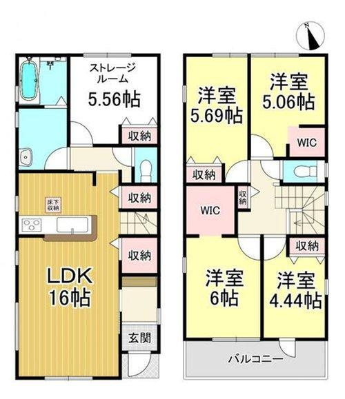 半田市宮本町6丁目　全5棟　1号棟の間取り|1号棟　4LDK+2WIC+ストレージルーム♪