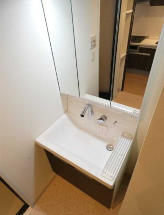 ミュプレ渋谷　ネット無料　オートロック　陽当たり良好の洗面所