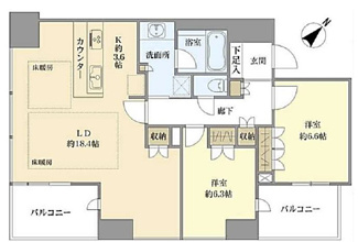 【間取り】 | クレヴィアタワー中之島 | 【間取り】角部屋ならではのFIX窓による採光面積の大きさで採光・眺望◎
3LDK→2LDK間取り変更済み☆