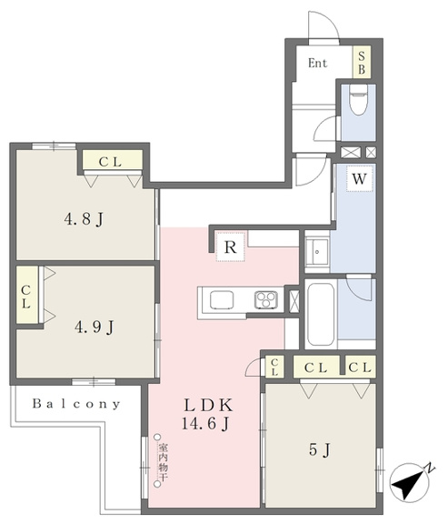 全室エアコン・ＣＬ設置済の３ＬＤＫ角部屋