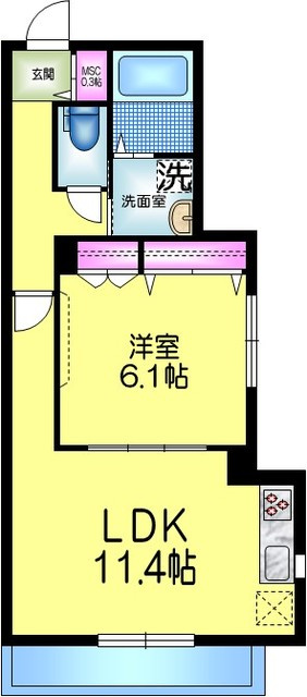 コンセール　メゾンの間取り|★南東角部屋２面窓★