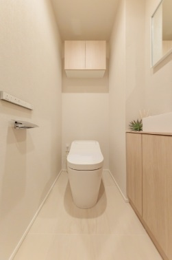 温水洗浄機能付タンクレストイレ　手洗付