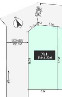 【土地図】 | 【仲介手数料50％オフ！！】日野市石田1丁目　建築条件無し売地（全４区画）１区画　4400万円