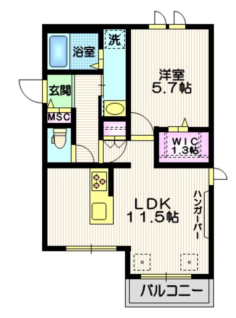 サンクレスタの間取り|角部屋2面採光　ウォークインクローゼット付き1ＬＤＫ
