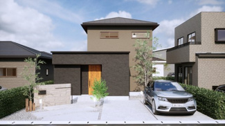 【外観パース】 | 宇治市天神台2丁目　売土地　建築条件付き | 人気の和モダンやホテルライクのテイストを基調に、家具・照明を組み合わせて、暮らしがより具体的にイメージできるご提案をしています。