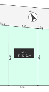 【土地図】 | 【仲介手数料無料！！】日野市石田1丁目　建築条件付き売地（全４区画）2区画　3780万円