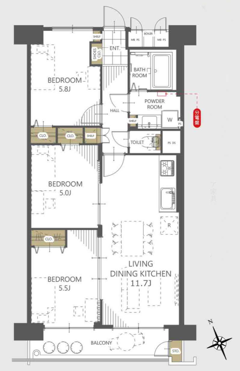 新松戸南パークハウスA棟の間取り
