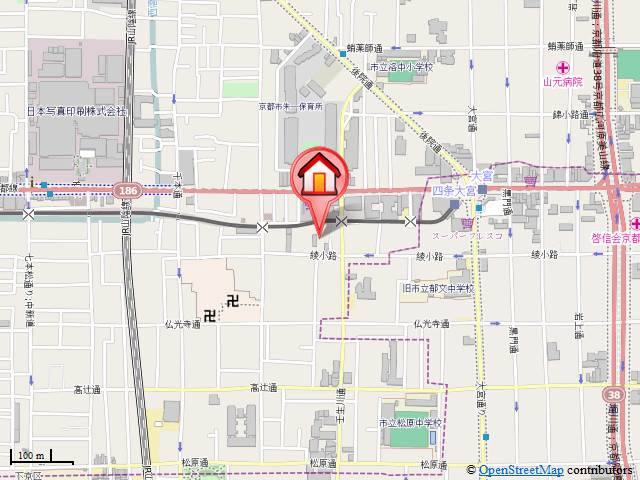 アール四条大宮（旧：キャトルセゾン）の地図