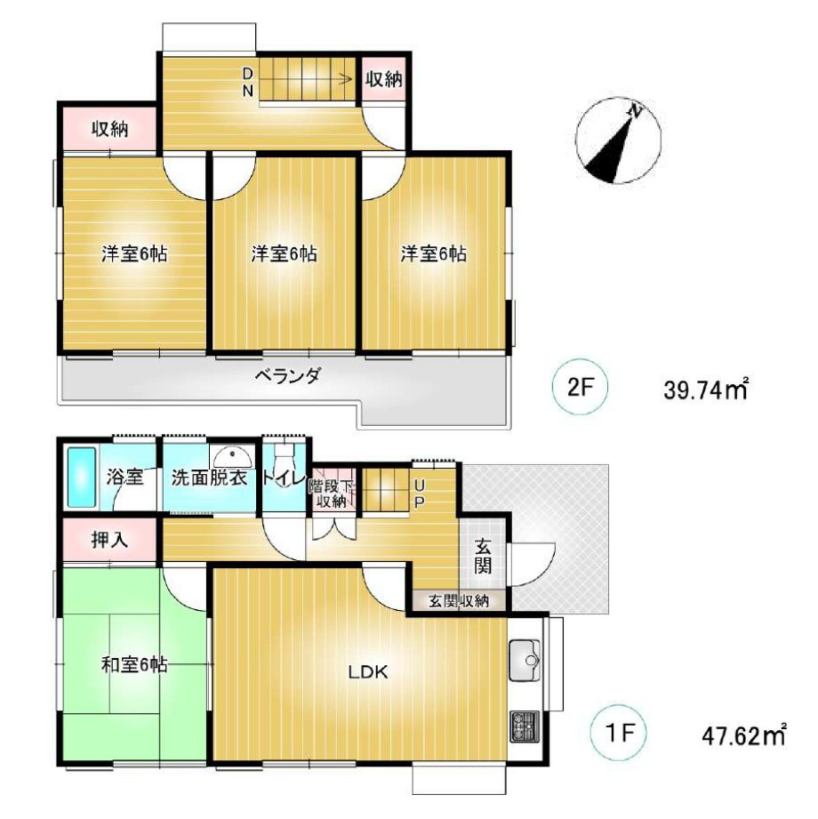 【中古戸建】前橋市前箱田町の間取り|■間取り図｜敷地面積：147.26（約44.54坪）　建物面積：87.36（約26.42坪）