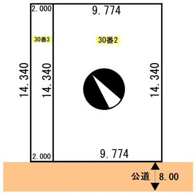 【区画図】 | 愛国西1丁目30-2、3売地