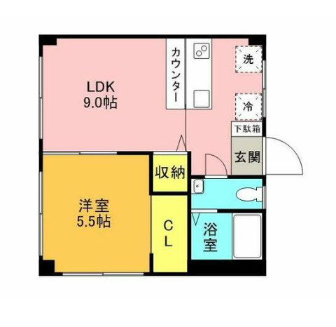 深沢コーポ　敷金0　角部屋　最上階　宅配BOXの間取り