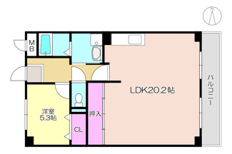 【間取り】 | エクセル中央　６０２ | 過去に大規模リノベーション完了【2021.11施工】
3ＤＫ　⇒　1ＬＤＫ