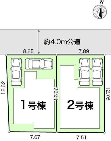 高知市福井東町 -3期2棟1-　新築戸建ての完成予想図|外観の完成予想図です（2区画全体）